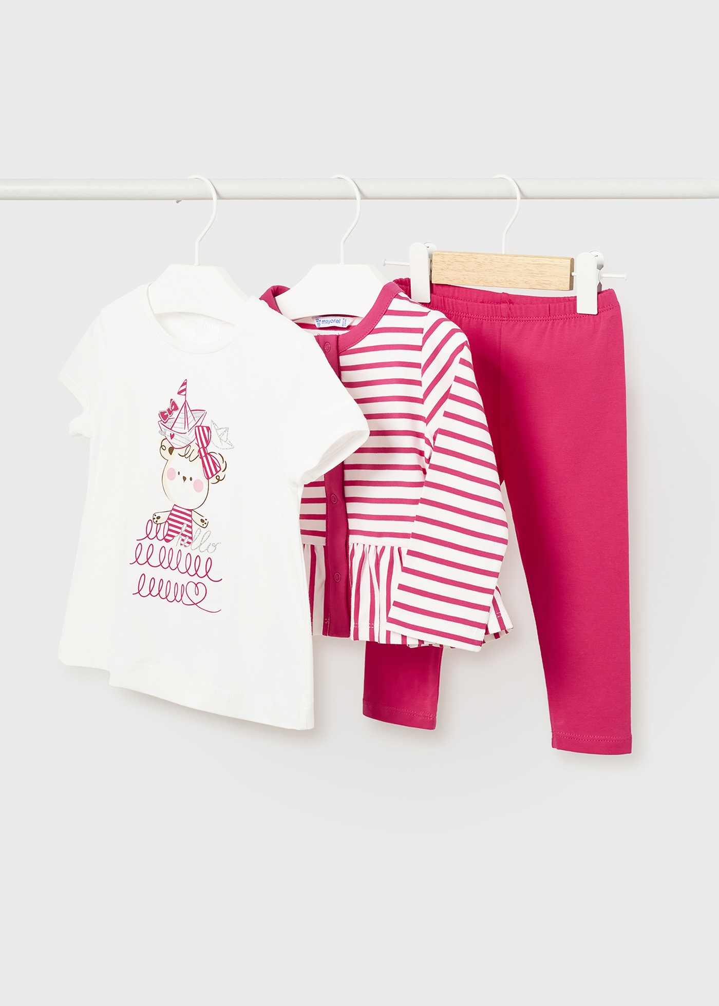 Conjunto de 3 peças com jaqueta listrada de algodão para bebê