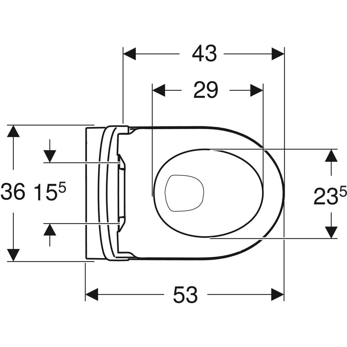 Geberit iCon Rimfree diepspoel toilet 36x53cm met KeraTect-glazuurlaag en zitting wit