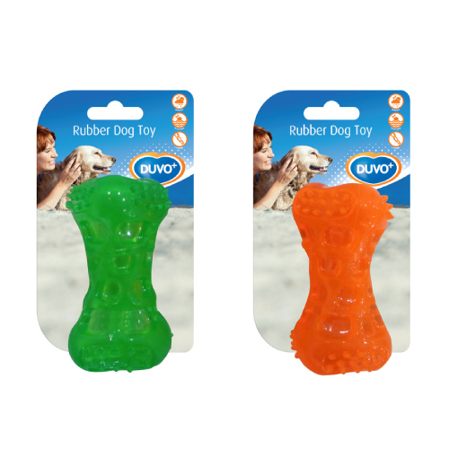 Brinquedo para cães DUVO, osso de TPR com som, 9,5 cm