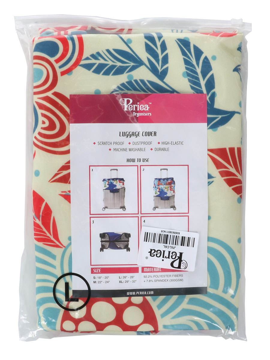 Housse de valise Periea Red and Blue Leaves L