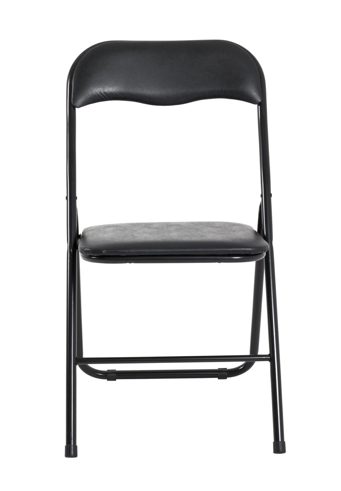 Klappstuhl Remo Lederlook Schwarz / Metallgestell schwarz