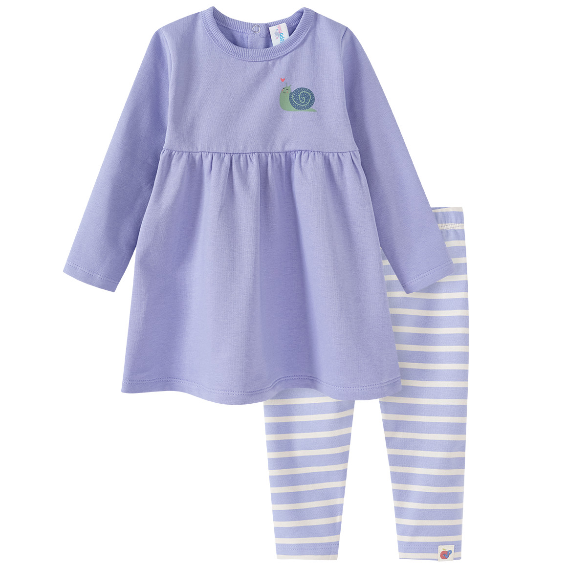 Topomini Baby Sweatkleid und Leggings im Set helllila / creme
