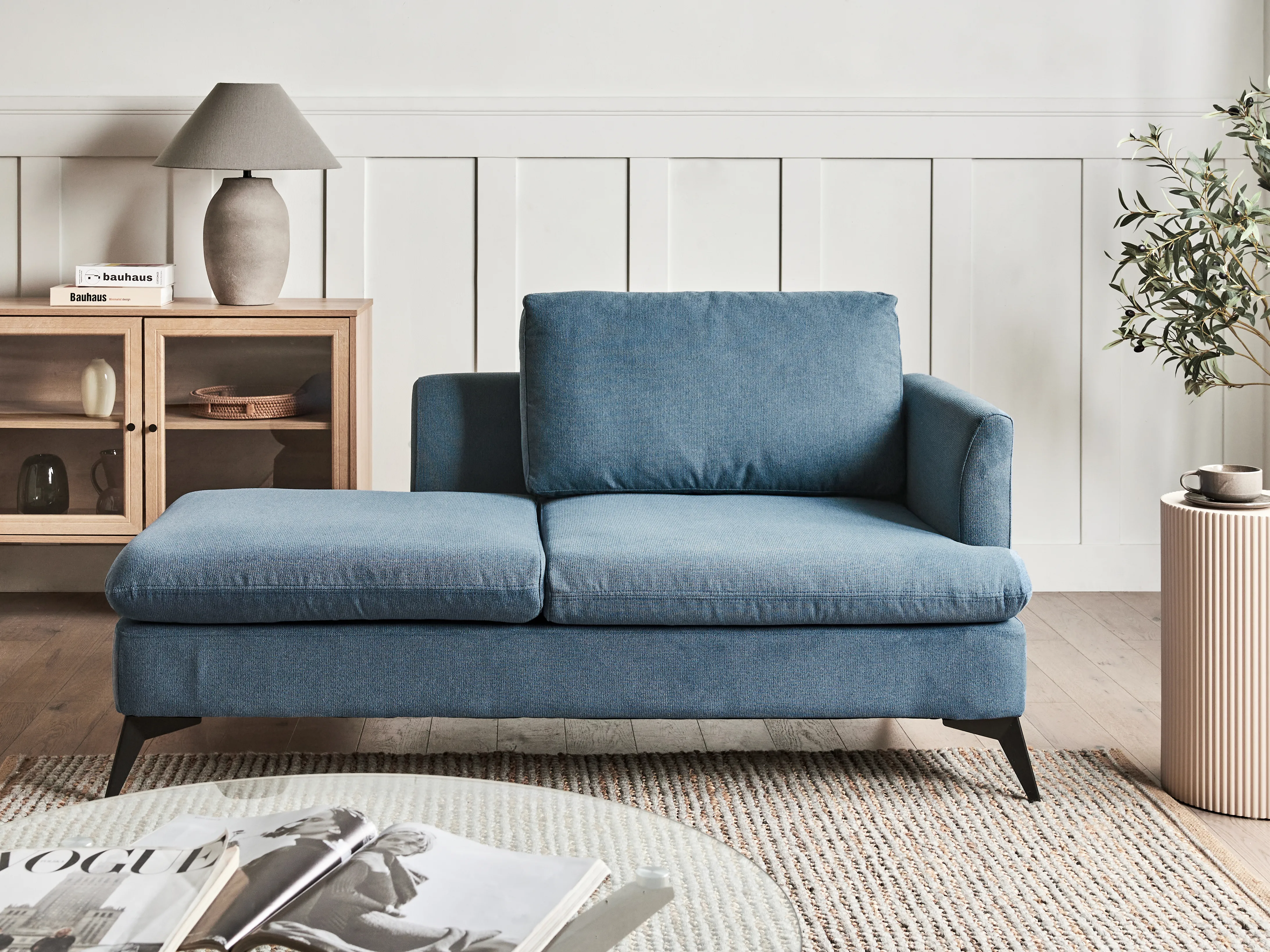 Rechtszijdige chaise longue SIEVOZ Stof Blauw
