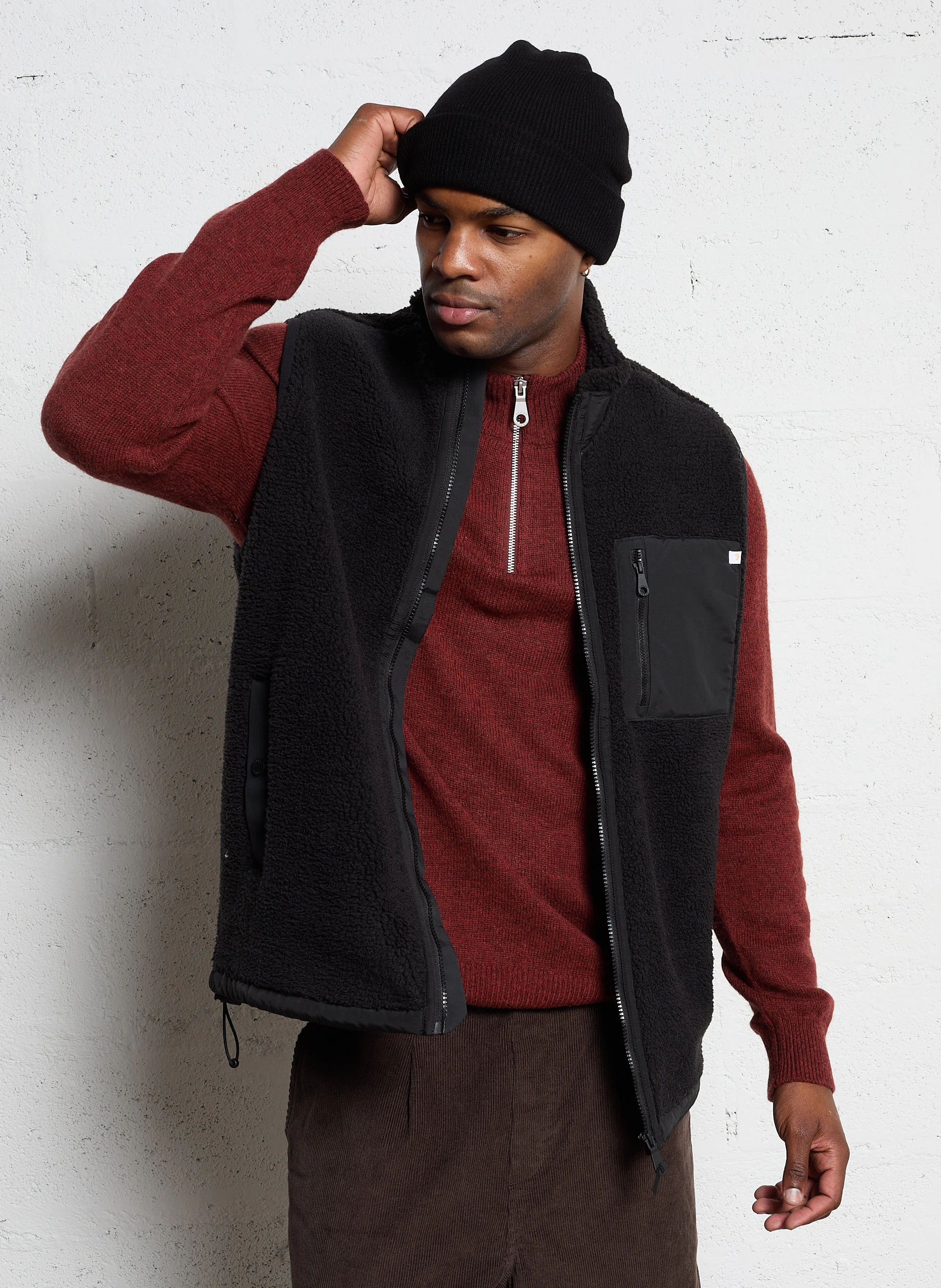 GRANT - Veste sans manches effet fourrure | Noir