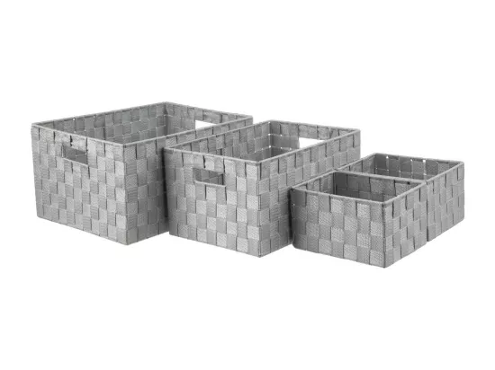 Paniers de rangement - Gris - Lot de 4 corbeilles de rangement
