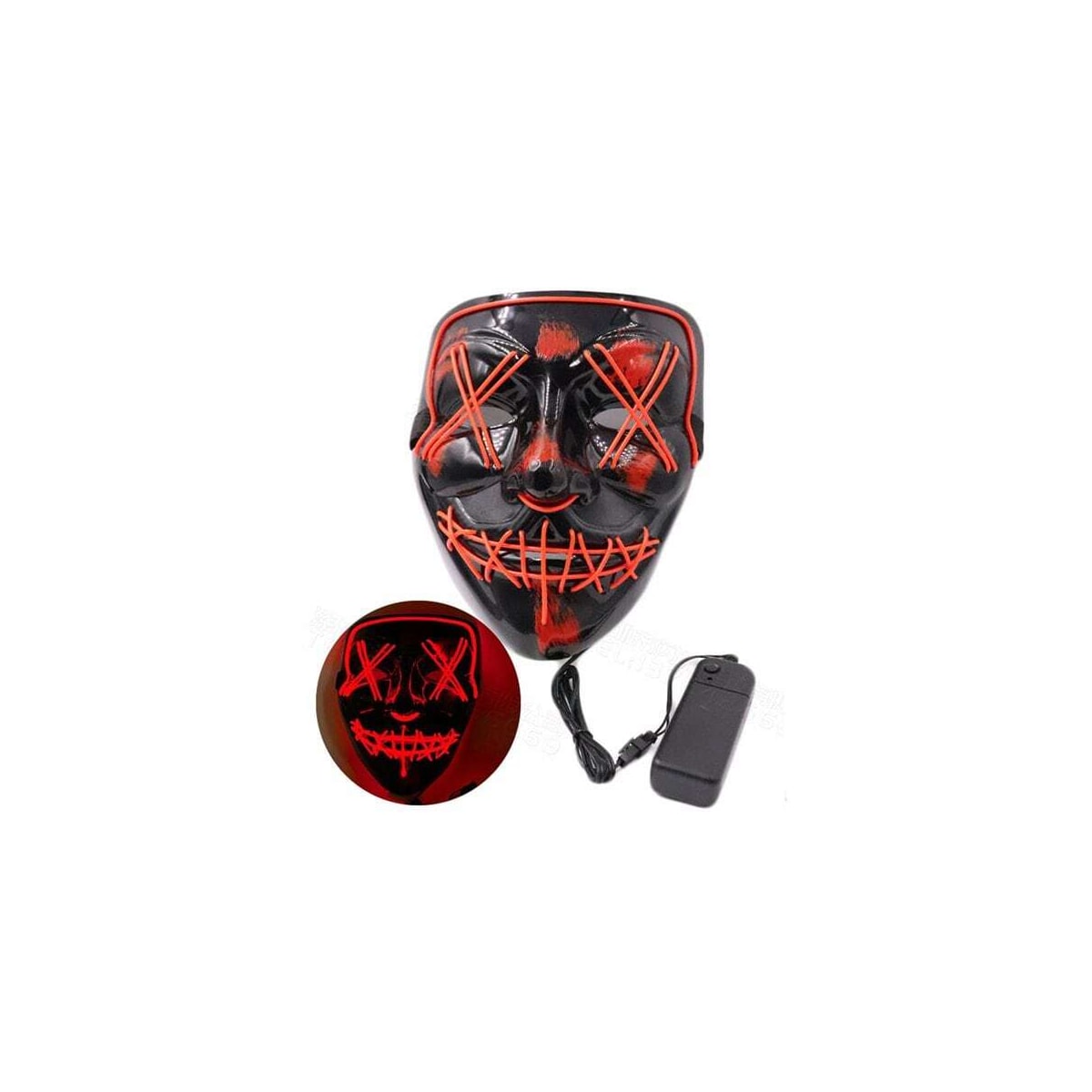 Halloweenmaske Glowing Rød