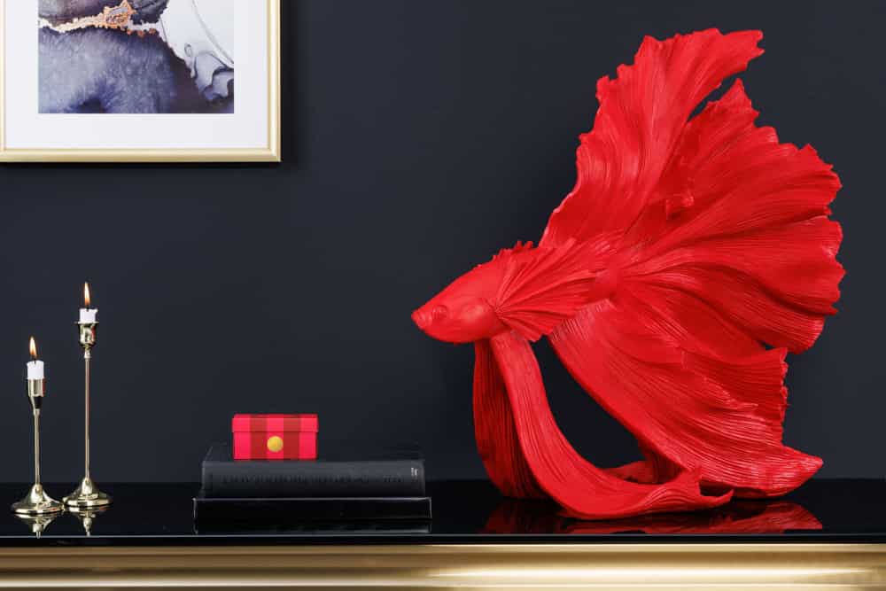 Design Deko Figur Kampffisch CROWNTAIL 65cm rot Betta Fisch Skulptur