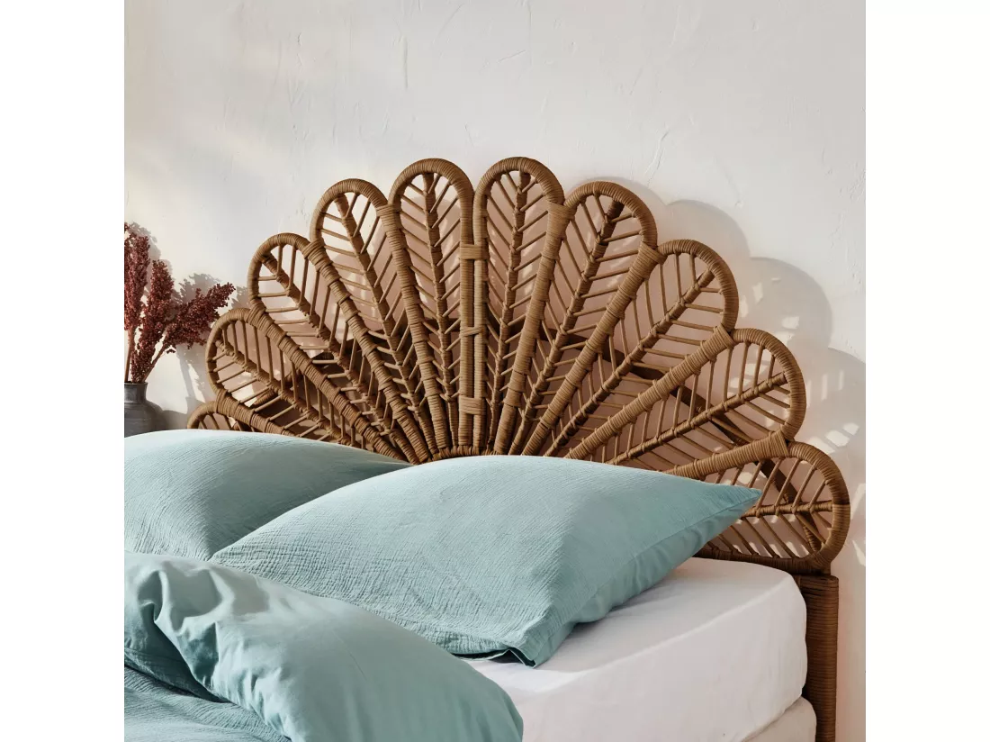 Tête de lit en rotin naturel L 140 x P6 x H115cm