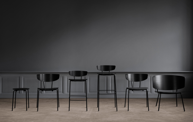 Ferm Living Herman barkruk 76cm zwart