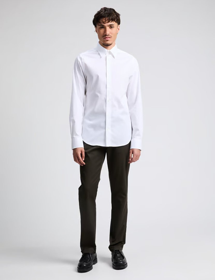 White Slim-Fit Long Sleeve Shirt
