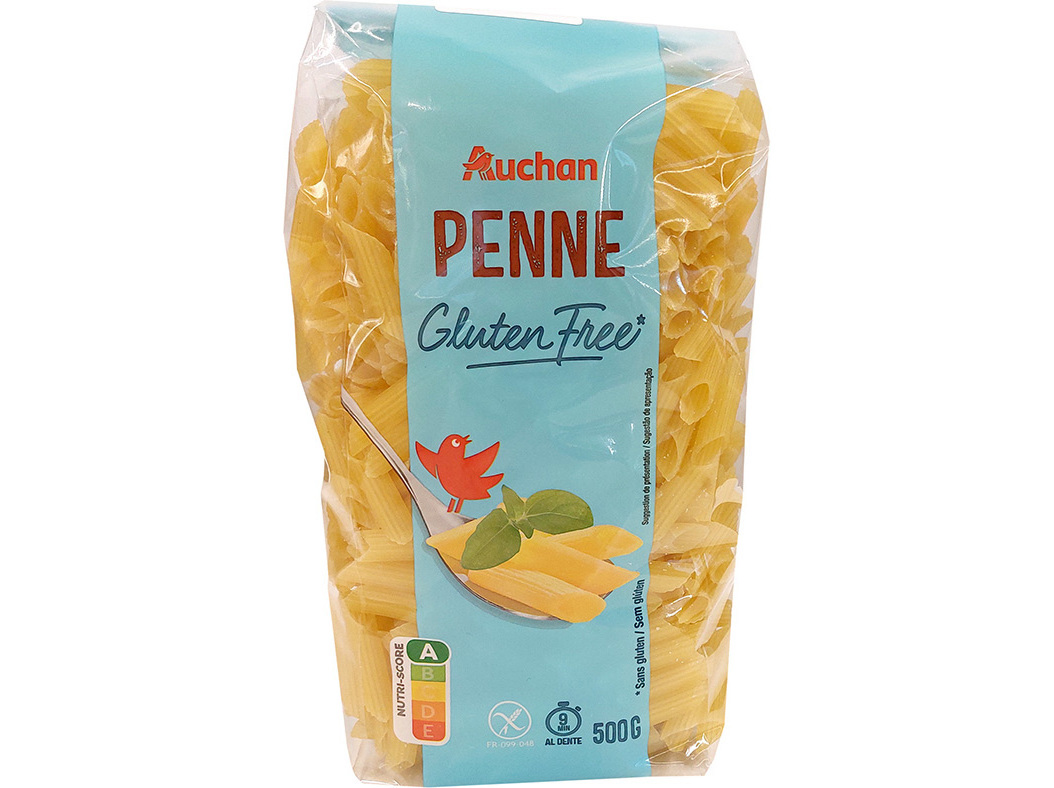 MASSA AUCHAN PENNE SEM GLÚTEN 500G