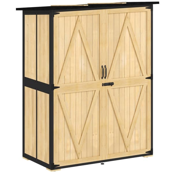 Hageskap, redskapsbod i tre, værbestandig redskapsskap med 2 dører, hyller, redskapshus med asfalttak, redskapsskap for hage, terrasse, 140 x 74 x 173