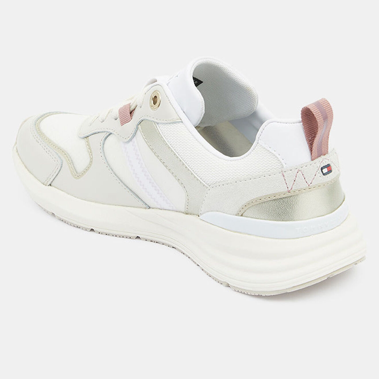 Tommy Hilfiger Baskets running Metallic Casual blanc/doré