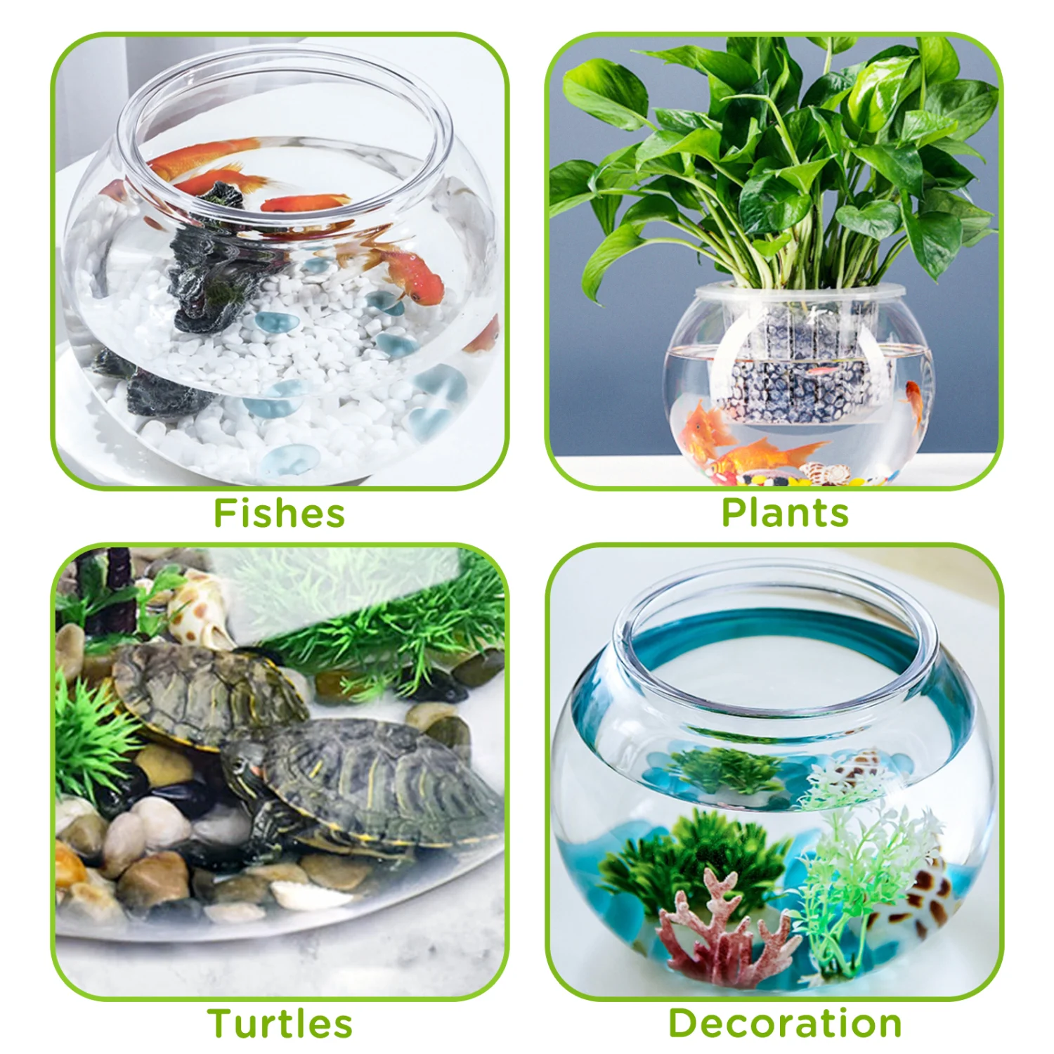 Nobleza - Aquário em formato de globo de plástico, ideal para flores, peixes e tartarugas (17,5 cm)