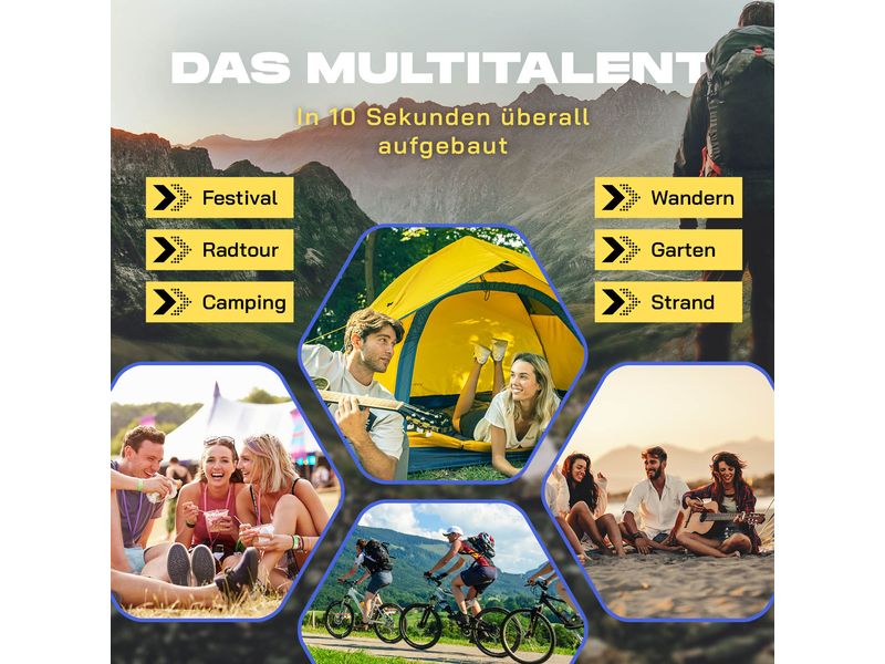 Where tomorrow Wurfzelt 3 Personen - Gelb 210 x 190 x 100cm – Pop-up Zelt