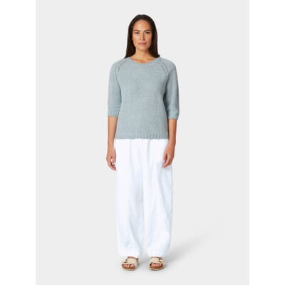 Damen-Strickshirt Halbarm, Hellblau