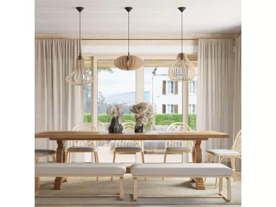 Sollux APRILLA Lampe à Suspension Wire Frame Bois Naturel E27