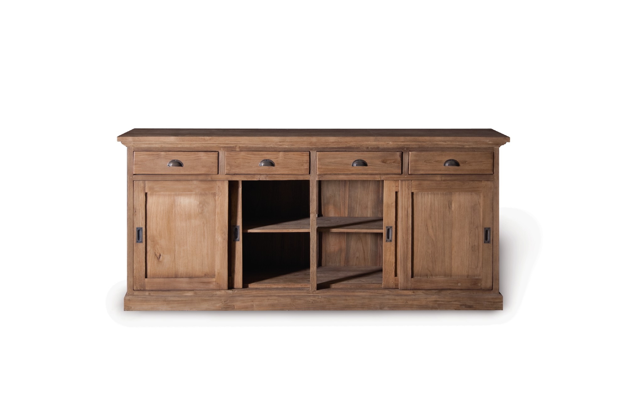 Sideboard, 4 Türen, 4 Schubladen, natur, T 45 cm, B 200 cm, H 90 cm von fischer's lagerhaus