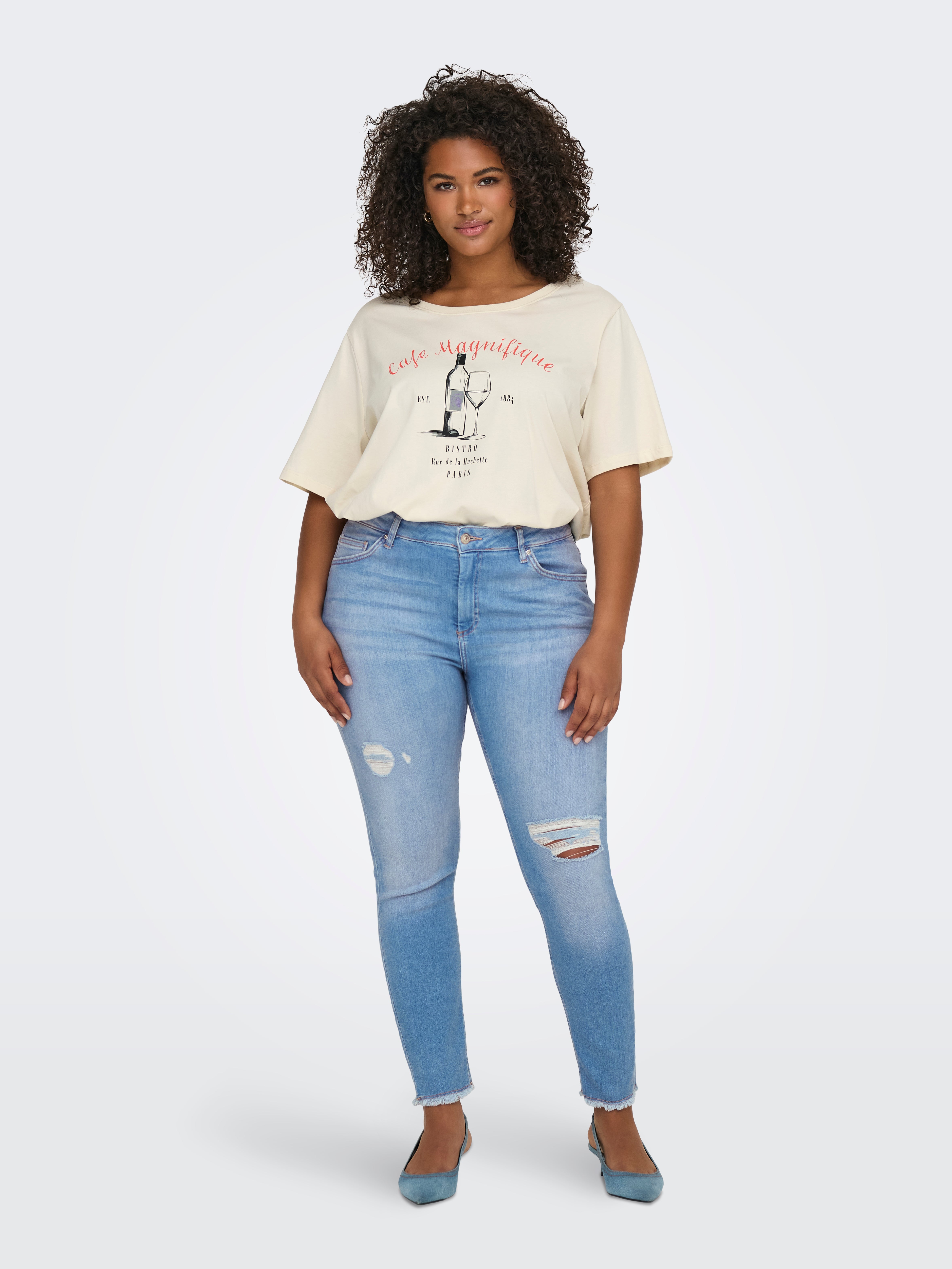 CARWILLY Mittlere Taille Skinny Fit Jeans Light Blue Denim