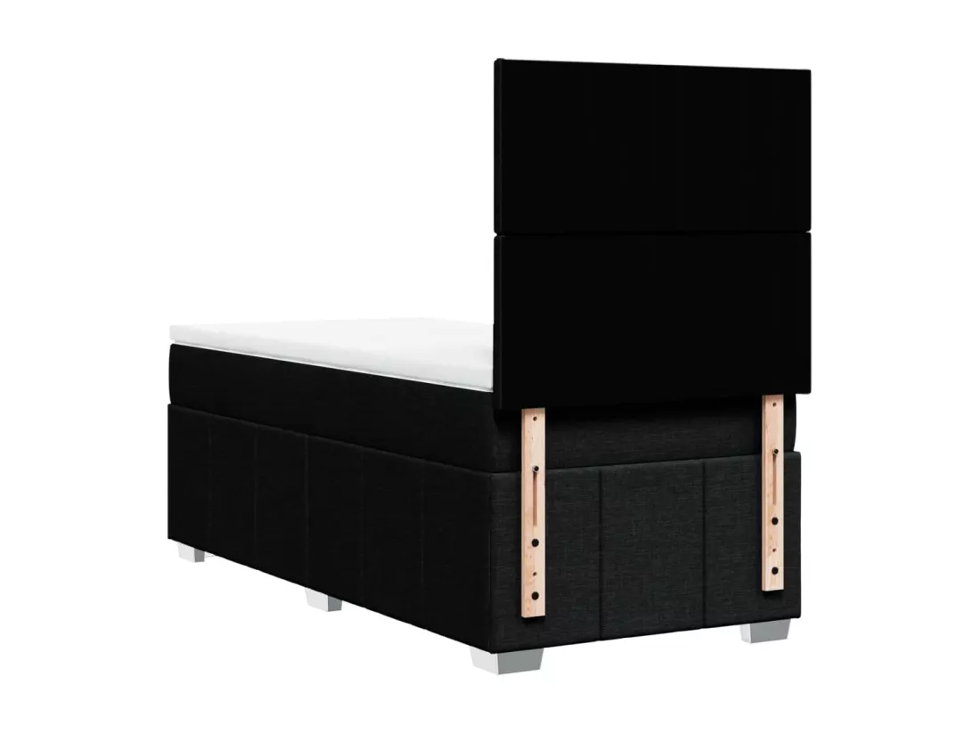 Sommier à lattes de lit avec matelas Noir 90x190 cm Tissu