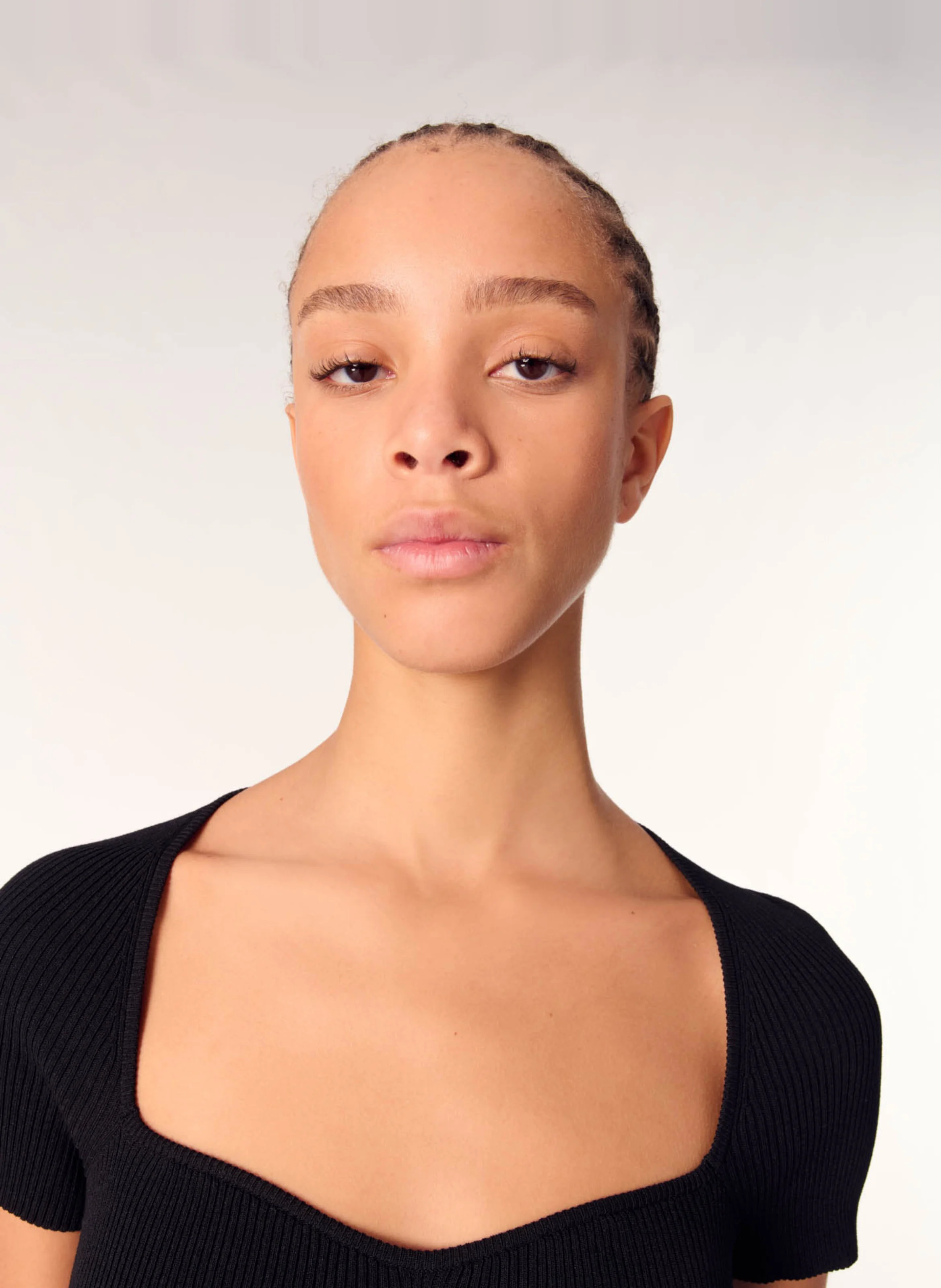 Top moulant en maille | Noir