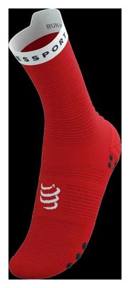 Chaussettes Compressport Pro Racing Socks v4.0 Run High Rouge/Blanc