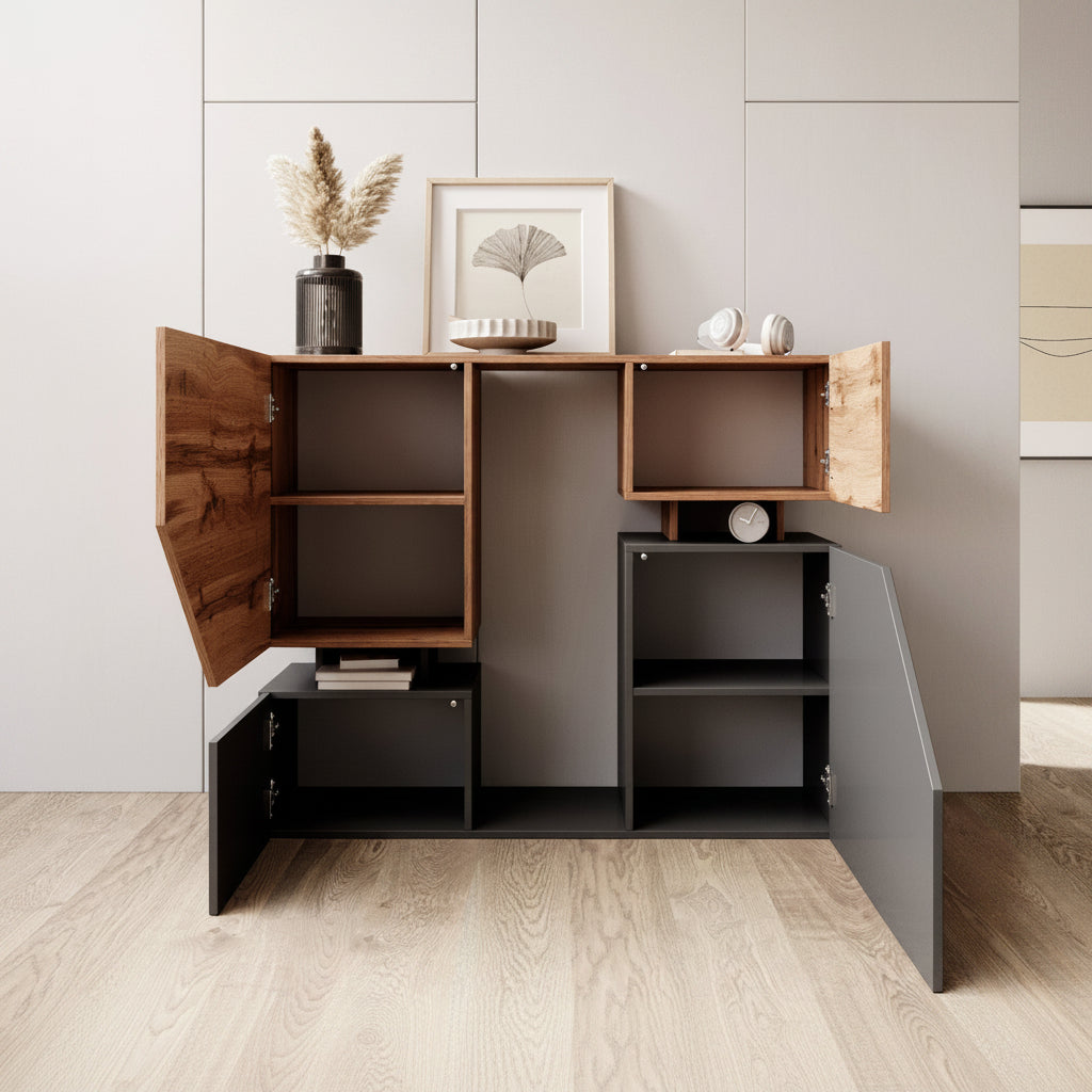 Canberra - Dressoir - Eiken/antraciet - 120x35x100 cm