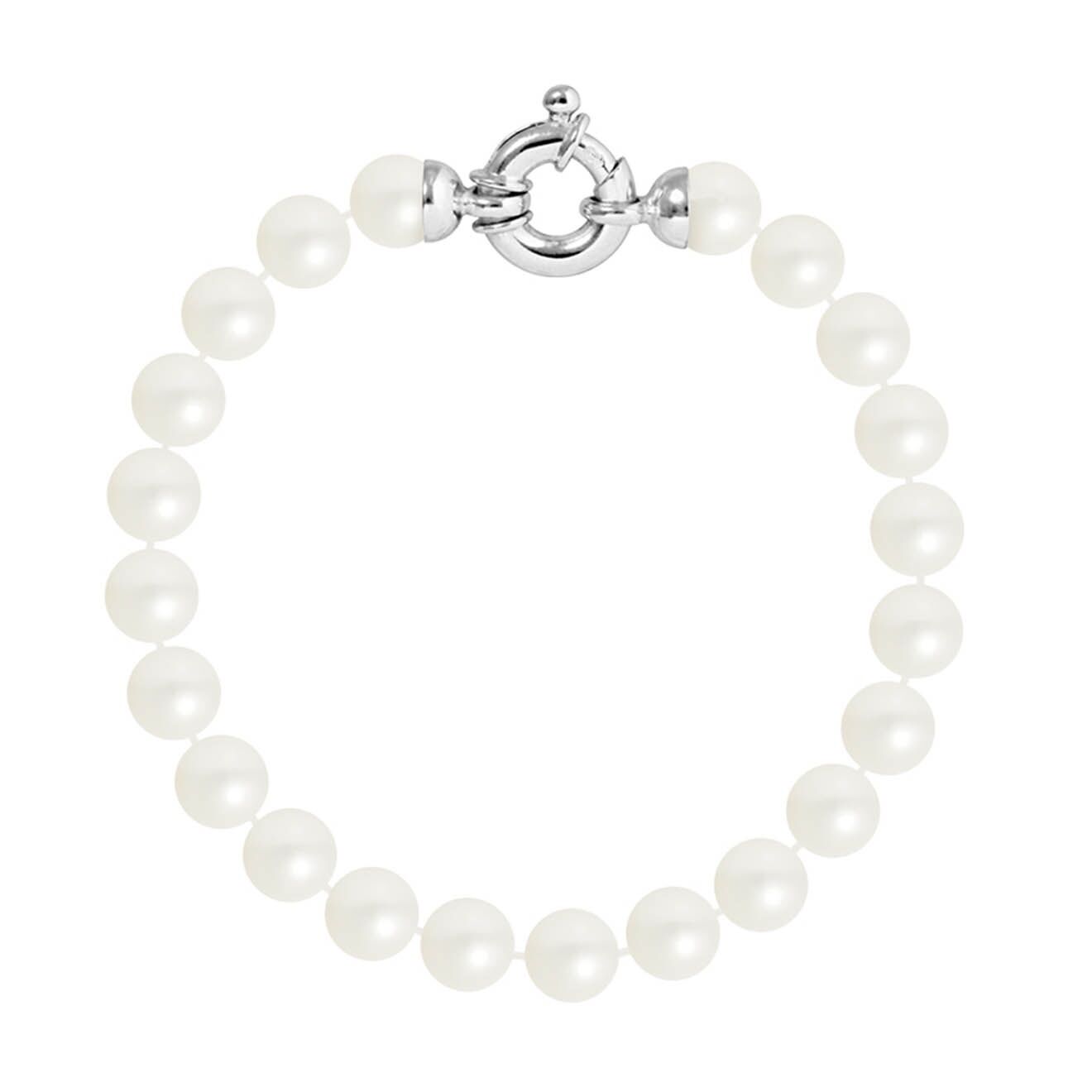 Mitzuko Bracelet Rang Argent Perles d'Eau Douce rondes blanches