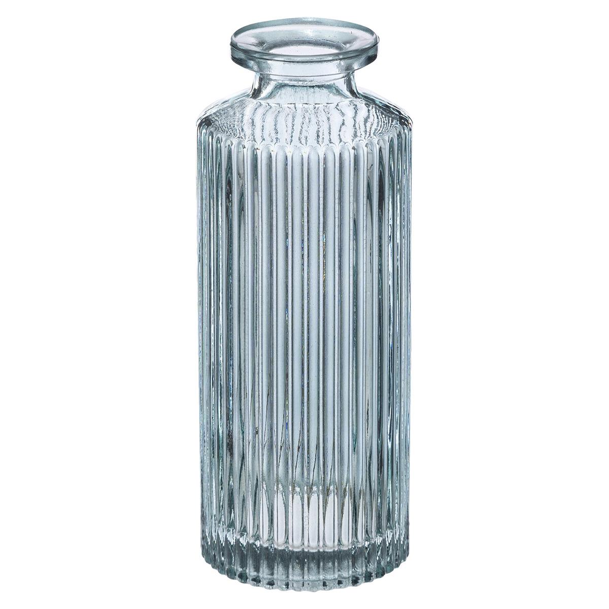 SOLIFLORE VAE VERRE STRIE VERT H.13.5CM X3 PIECES