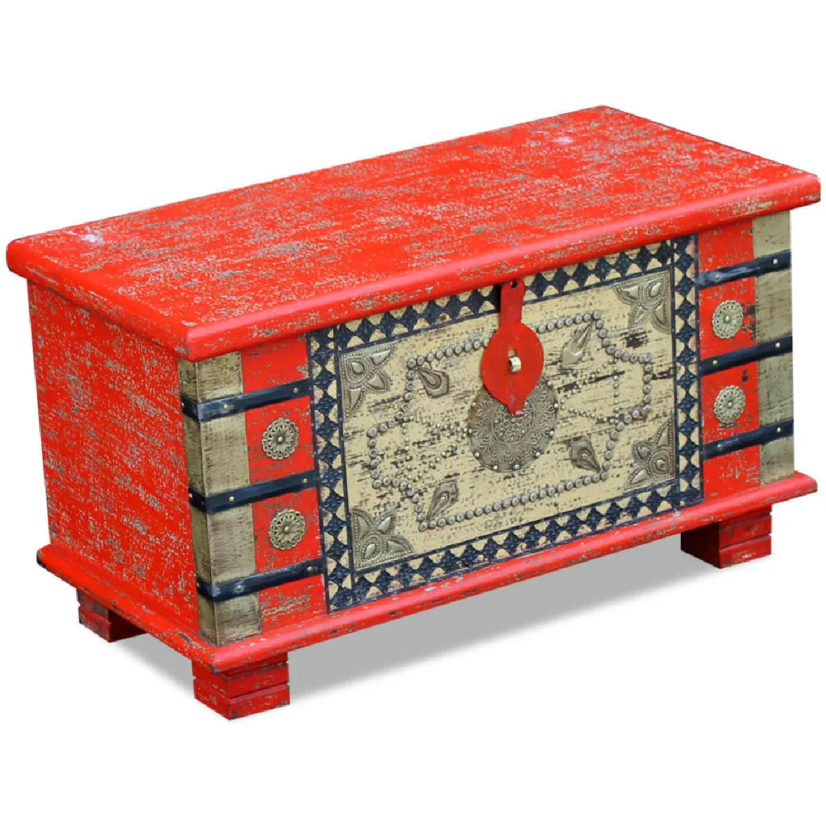 vidaXL Coffre Bois de manguier rouge - 80x40x45 cm