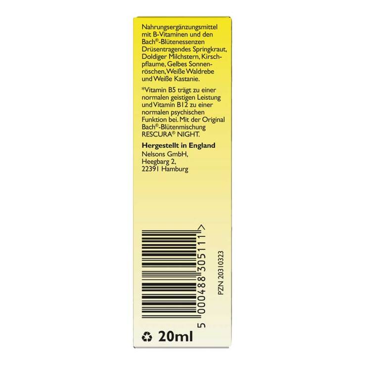 Bachblüten Rescura Night Tropfen alkoholfrei, 20 ml