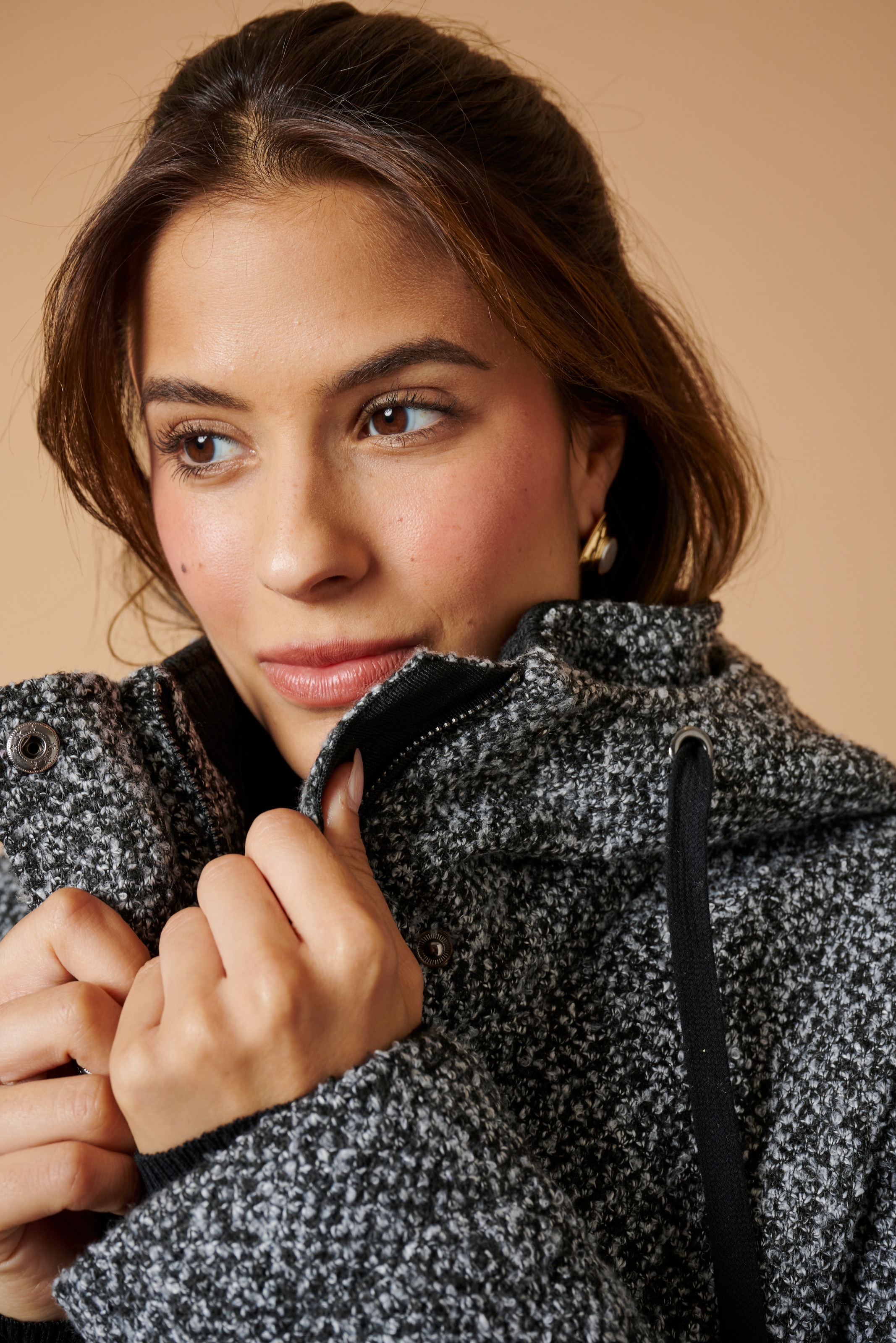 ZABAIONE Kurzmantel »Coat Es44ther«, Salt & Pepper Optik