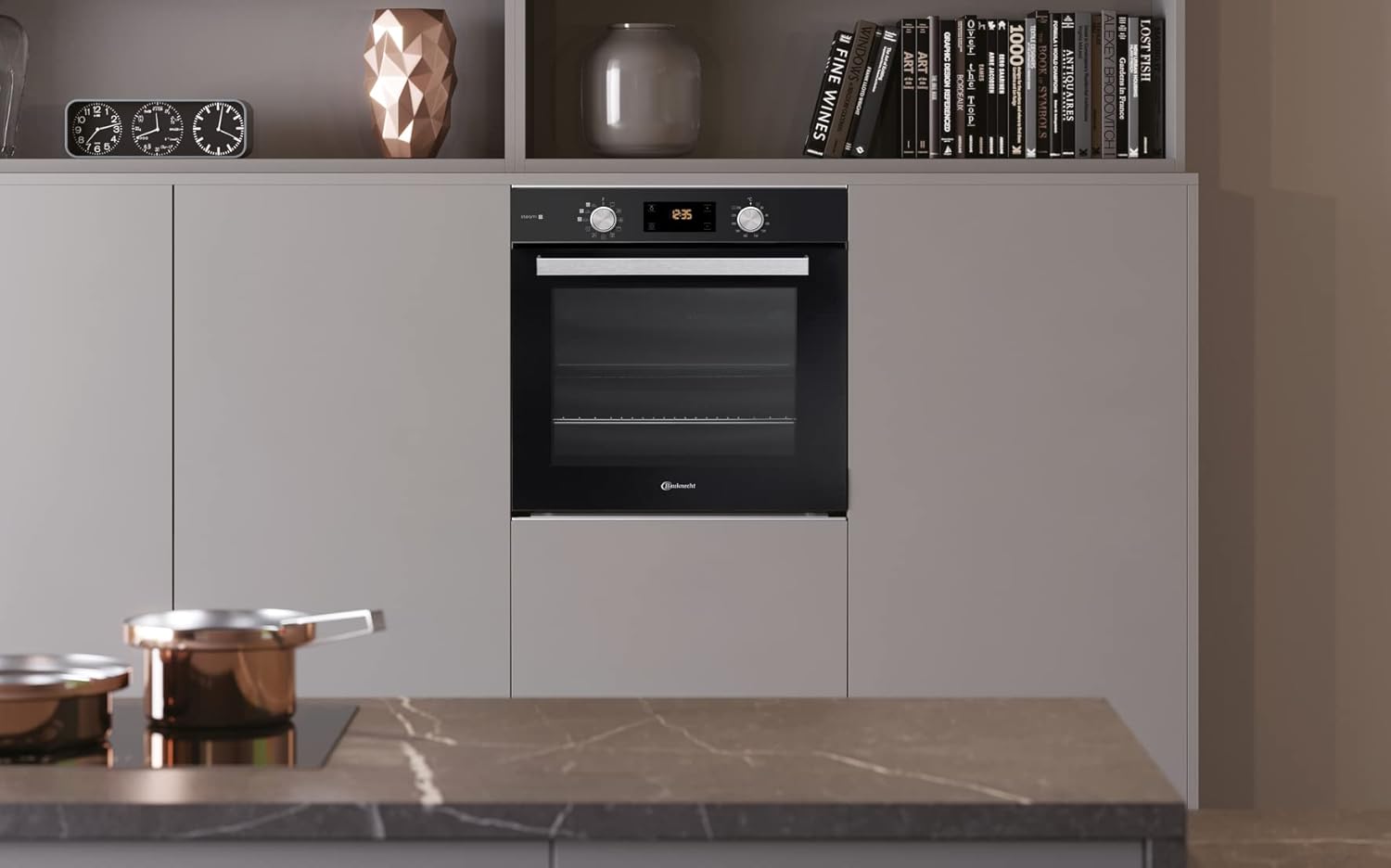 Bauknecht BAK5S KP8V2 BLG Einbau-Backofen mit Pyrolyse und Dampffunktion (71l) /Heißluftbackofen mit 11 Funktionen/Gentle Steam/PowerHeißluft/Multi-Level-Kochen, Schwarz, Schwarzglas