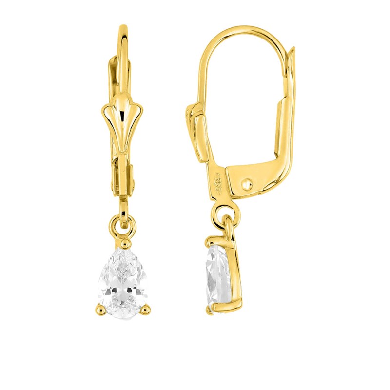 Boucles d'oreilles femme pendantes - Oxyde de zirconium - Or 18 Carats