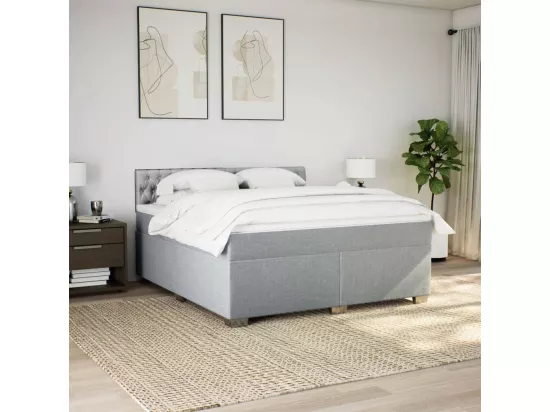 Sommier à lattes de lit avec matelas Gris clair 180x200cm Tissu