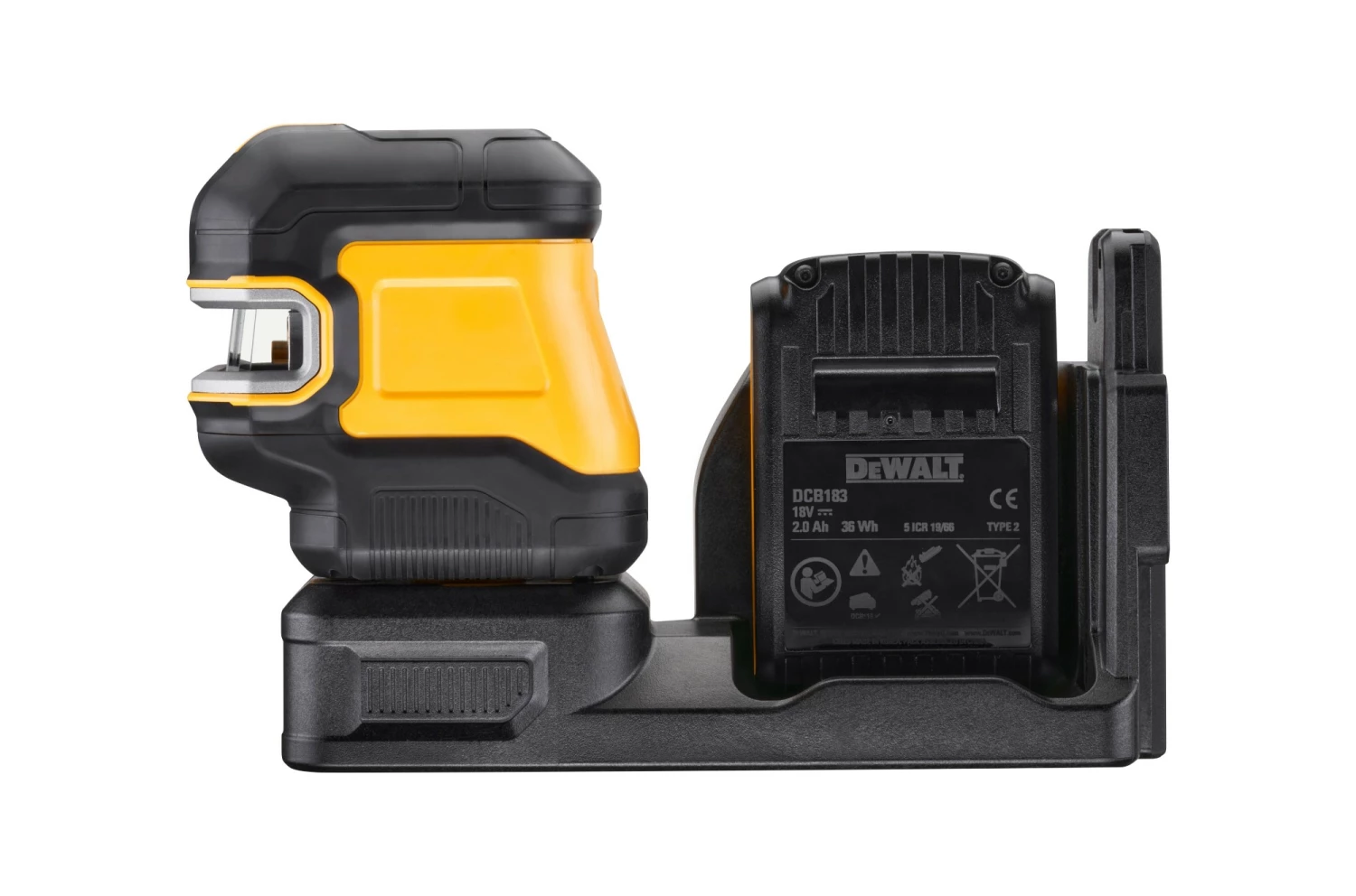 DeWALT DCE825D1G18 12V / 18V Li-ion XR Accu Zelfnivellerende 5 Punts kruislijnlaser set (1x 2.0Ah) in TSTAK koffer - Groen