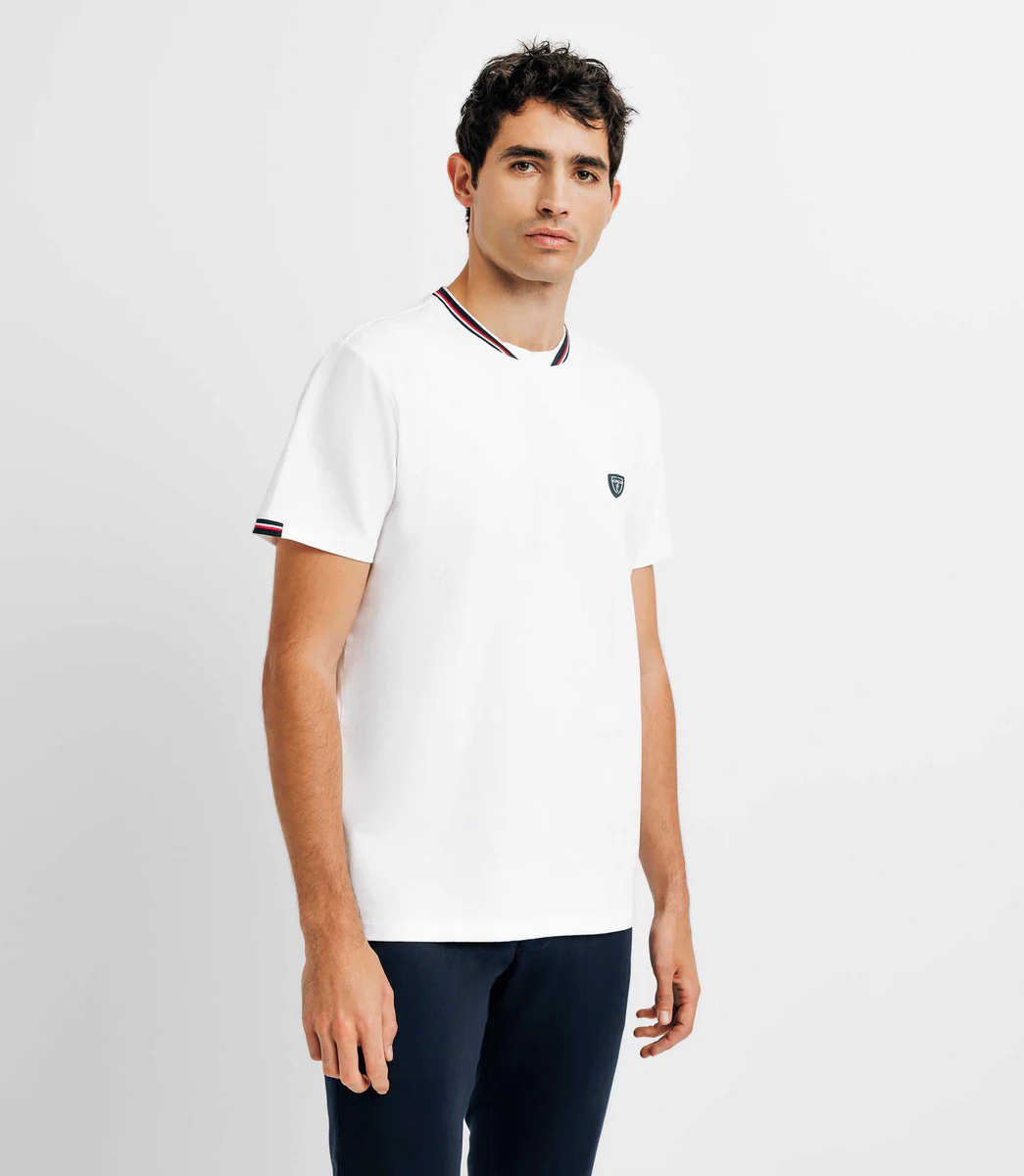 T-shirt col teddy blanc