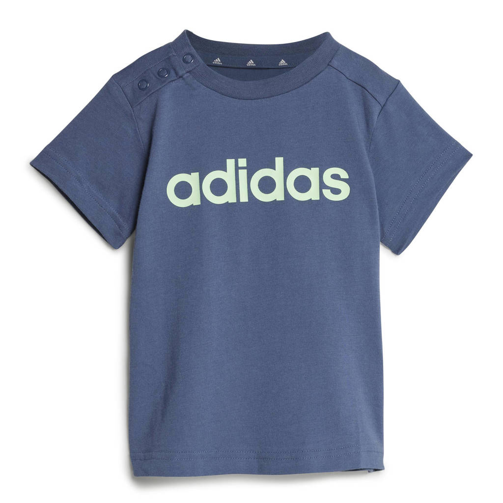 adidas T-shirt + short blauw/grijs
