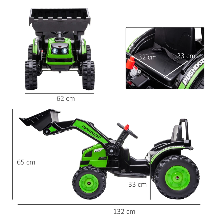 HOMCOM Elektrischer Kinderbagger mit Schaufel grün