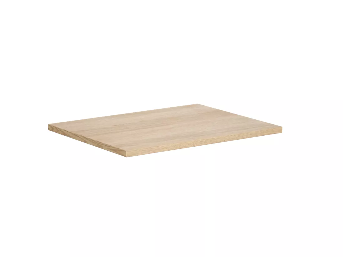 Meuble de salle de bain suspendu avec vasque à poser en pierre - Placage chêne - 60 cm - MESLIVA