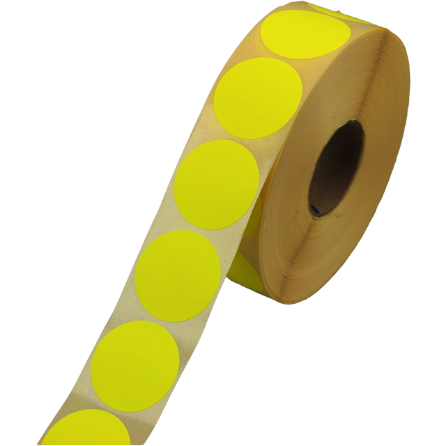 Etiket, Reclame-etiket, papier, permanent, ∅35mm, fluor/geel