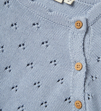 Lil' Atelier T-Shirt - Strick - NmfJola - Zen Blue m. Lochmuster