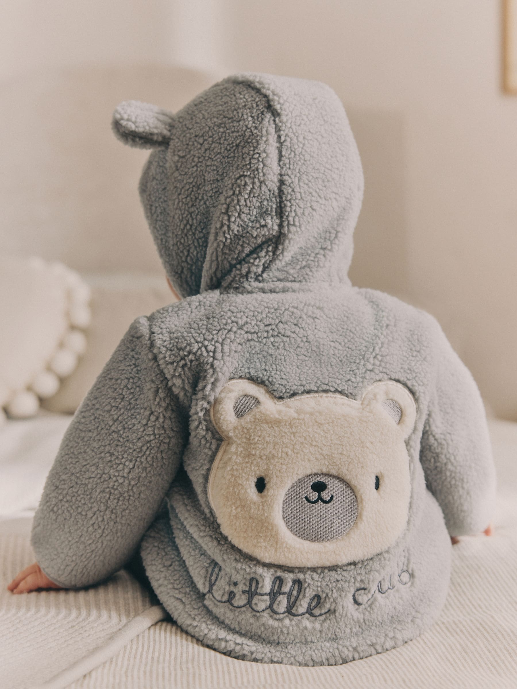 Grijze beer - Knusse Borg Fleece Babyjack