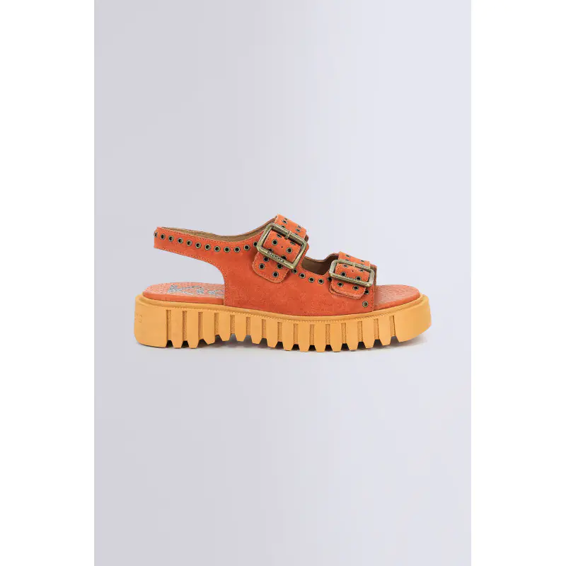 KICK FALK ORANGE BRIQUE SANDALES Cuir  Femme