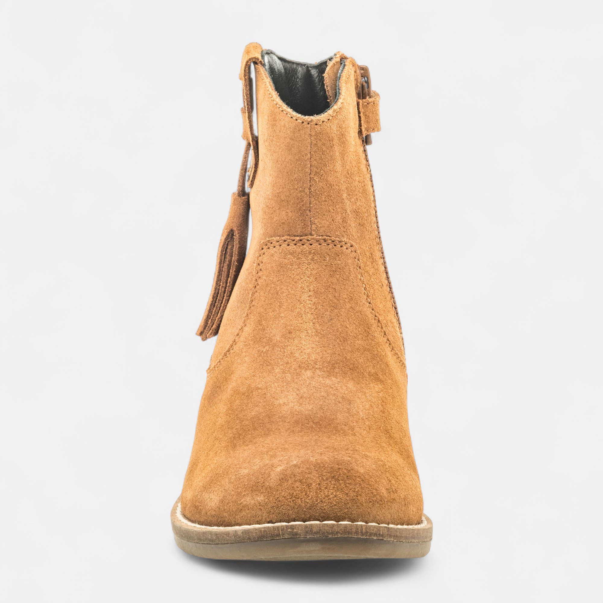 Bottines Fille en cuir cognac