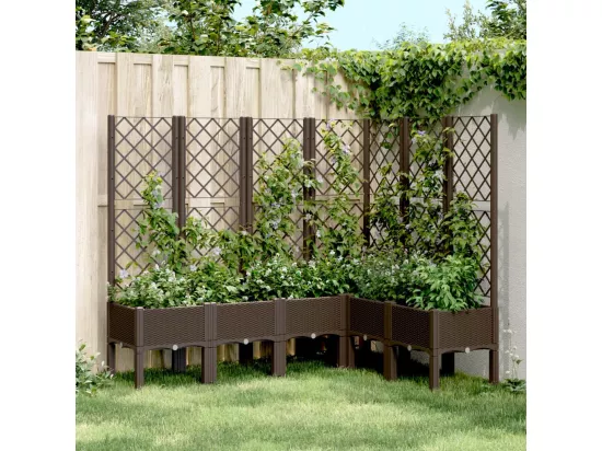 Jardinière avec treillis marron 160x120x142 cm PP