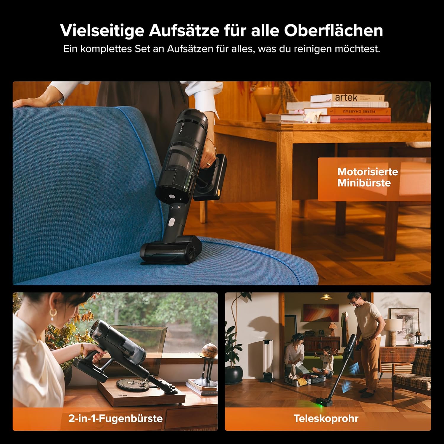 roborock H60 Hub Ultra Akku Staubsauger mit Auto-Entleerungsstation, 210AW Saugleistung für Teppiche und Hartböden, 90 Min, Anti-Tangle Bürste, 140° LED-Staubdetektion, Zubehör für alle Oberflächen