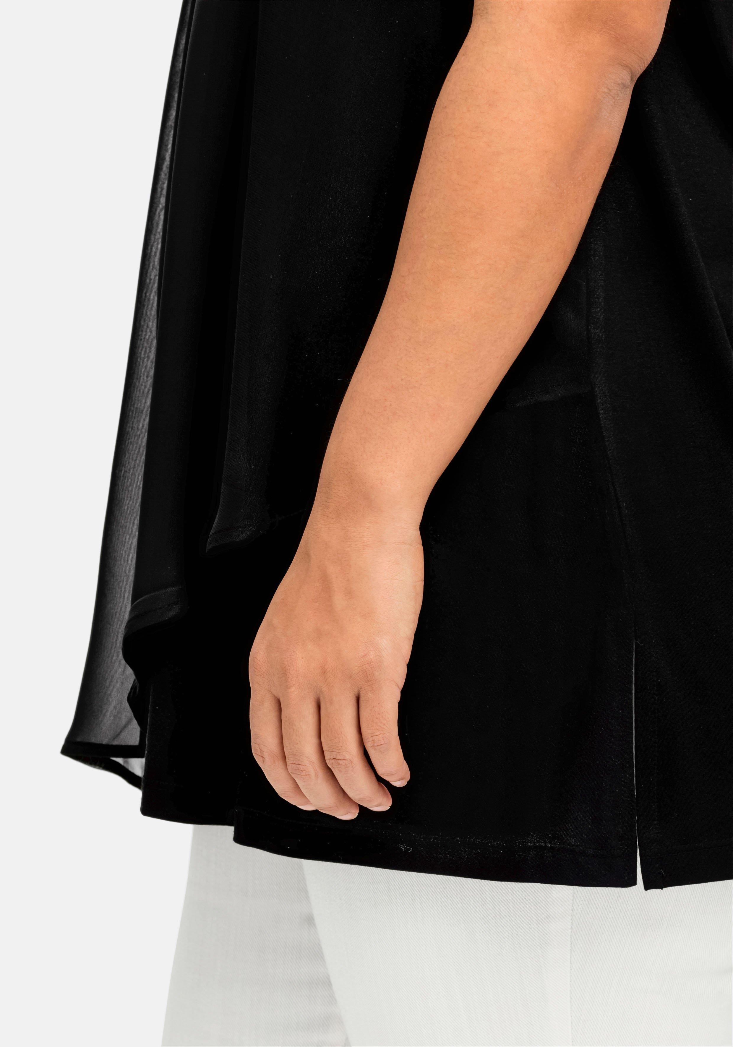 Doppellagiges Top aus Chiffon und Jersey