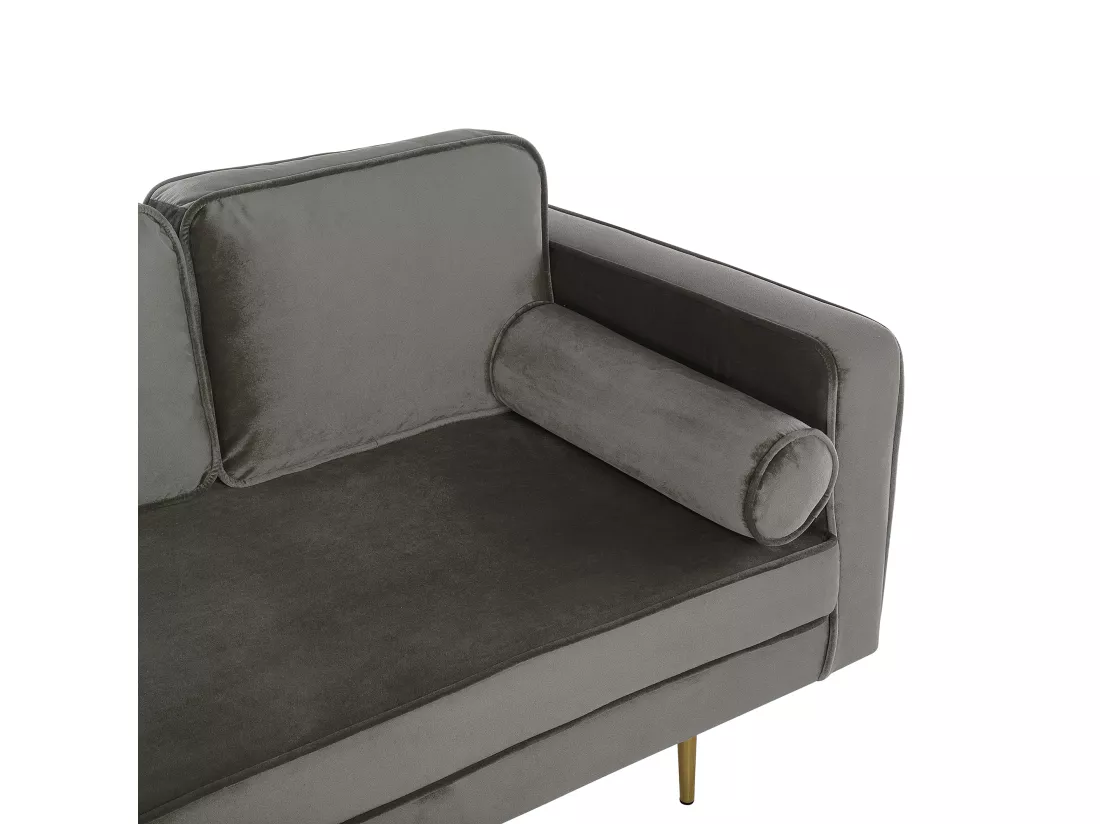 Méridienne en velours gris taupe côté droit MIRAMAS