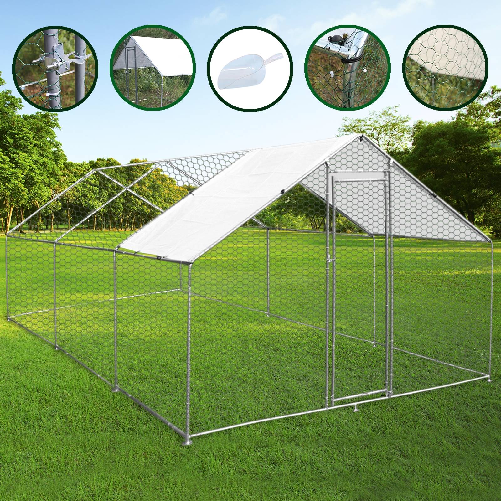 Gaiola para aves, cercado, caixa para galinhas, aço, 4m x 6m x 2m